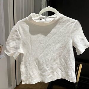 Zara white Ribbed mock neck Top